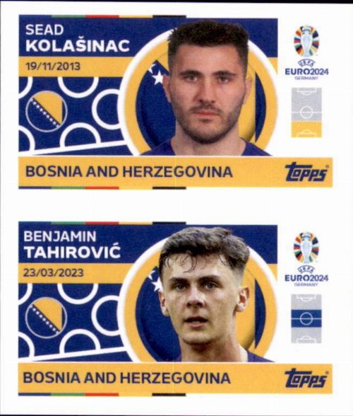 Topps - UEFA Germany Euro 2024 Αυτοκόλλητο - BIH 6.
Sead Kolašinac + BIH 7. Benjamin Tahirović (Bosnia and
Herzegovina)