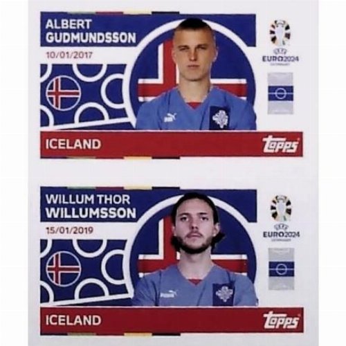 Topps - UEFA Germany Euro 2024 Sticker - ICE 14.
Mikael Anderson (Iceland)+ ICE 15. Alfred Finnbogason
(Iceland)