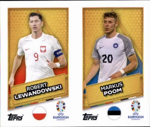 Topps - UEFA Germany Euro 2024 Αυτοκόλλητο - POL SP.
Robert Lewandowski (Poland) + EST SP. Markus Poom
(Estonia)