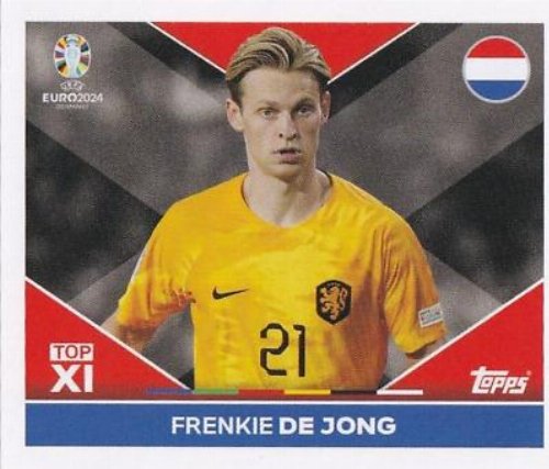 Topps - UEFA Germany Euro 2024 Sticker - NED TOP
1. Frenkie de Jong (Netherlands) - Top XI