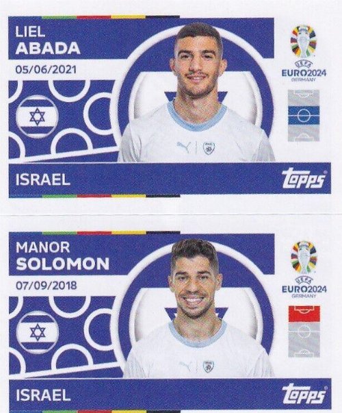 Topps - UEFA Germany Euro 2024 Sticker - ISR 14.
Liel Abada (Israel) + ISR 15. Manor Solomon
(Israel)