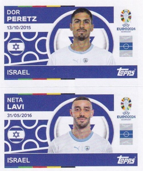 Topps - UEFA Germany Euro 2024 Sticker - ISR 10.
Dor Peretz (Israel) + ISR 11. Neta Lavi
(Israel)