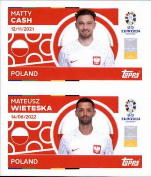 Topps - UEFA Germany Euro 2024 Αυτοκόλλητο - POL 4. +
POL 5. (Poland)