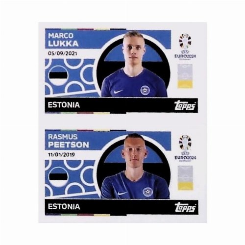 Topps - UEFA Germany Euro 2024 Αυτοκόλλητο - EST 6.
Marco Lukka (Estonia) + EST 7. Rasmus Peetson
(Estonia)