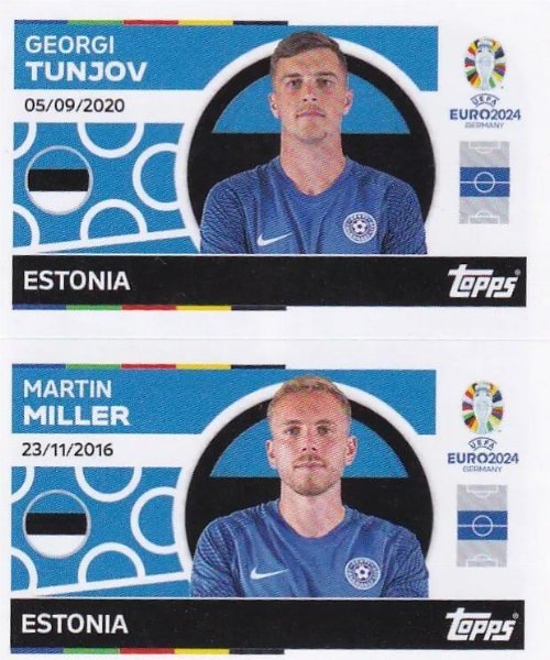 Topps - UEFA Germany Euro 2024 Αυτοκόλλητο - EST 12.
Georgi Tunjov (Estonia) + EST 13. Martin Miller
(Estonia)