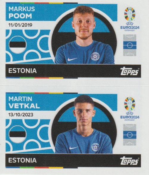 Topps - UEFA Germany Euro 2024 Αυτοκόλλητο - EST 14.
Markus Poom (Estonia) + EST 15. Martin Vetkal
(Estonia)