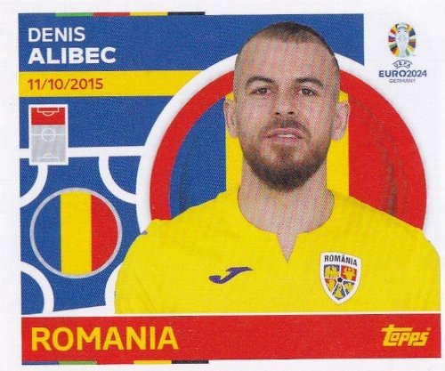 Topps - UEFA Germany Euro 2024 Αυτοκόλλητο - ROM 19.
Denis Alibec (Romania)