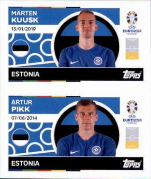 Topps - UEFA Germany Euro 2024 Αυτοκόλλητο - EST 4.
Märten Kuusk (Estonia) + EST 5. Artur Pikk (Estonia)