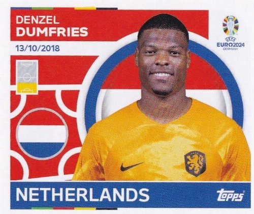 Topps - UEFA Germany Euro 2024 Αυτοκόλλητο - NED 8.
Denzel Dumfries (Netherlands)