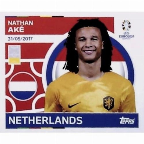 Topps - UEFA Germany Euro 2024 Αυτοκόλλητο - NED 12.
Nathan Aké (Netherlands)