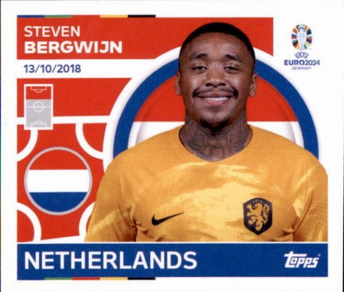 Topps - UEFA Germany Euro 2024 Αυτοκόλλητο - NED 20.
Steven Bergwijn (Netherlands)