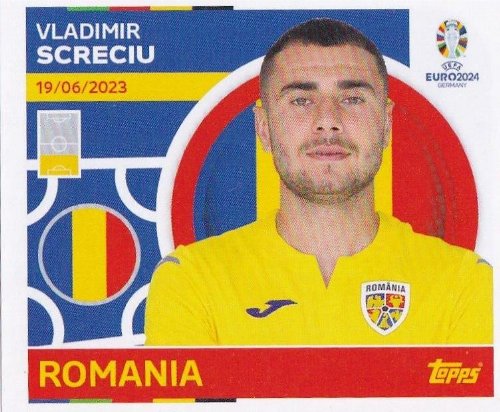 Topps - UEFA Germany Euro 2024 Sticker - ROM 8.
Vladimir Screciu (Romania)