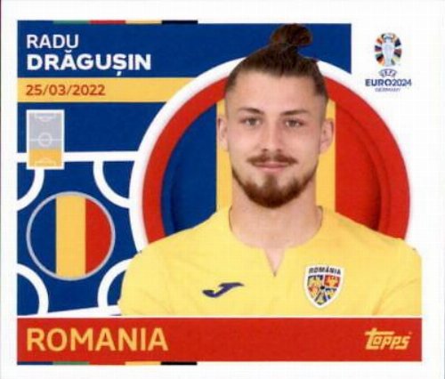 Topps - UEFA Germany Euro 2024 Αυτοκόλλητο - ROM 6.
Radu Drăgușin (Romania)