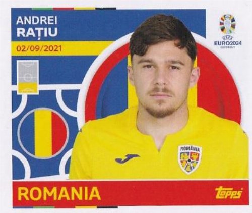 Topps - UEFA Germany Euro 2024 Sticker - ROM 5.
Andrei Rațiu (Romania)