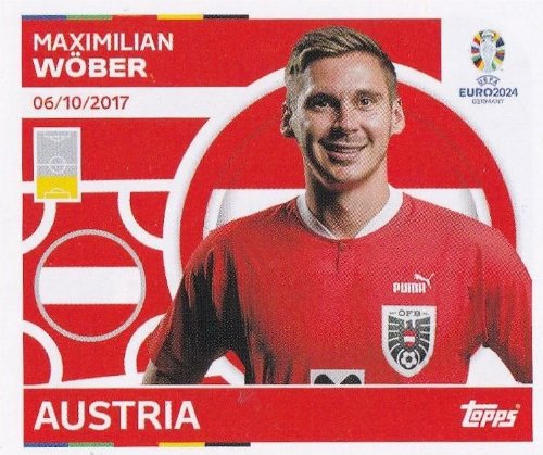 Topps - UEFA Germany Euro 2024 Sticker - AUT 8.
Maximilian Wöber (Austria)