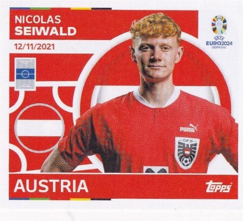 Topps - UEFA Germany Euro 2024 Αυτοκόλλητο - AUT 11.
Nicolas Seiwald (Austria)