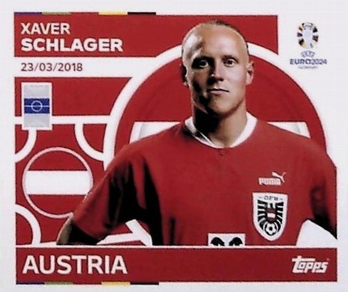 Topps - UEFA Germany Euro 2024 Αυτοκόλλητο - AUT 13.
Xaver Schlager (Austria)