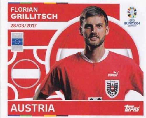 Topps - UEFA Germany Euro 2024 Αυτοκόλλητο - AUT 12.
Florian Grillitsch (Austria)