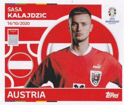 Topps - UEFA Germany Euro 2024 Sticker - AUT 19.
Sasa Kalajdzic (Austria)