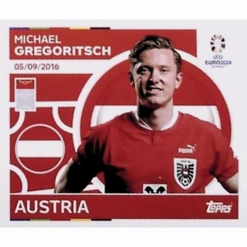 Topps - UEFA Germany Euro 2024 Αυτοκόλλητο - AUT 21.
Michael Gregoritsch (Austria)