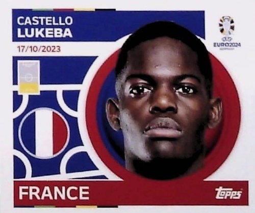 Topps - UEFA Germany Euro 2024 Αυτοκόλλητο - FRA 8.
Castello Lukeba (France)