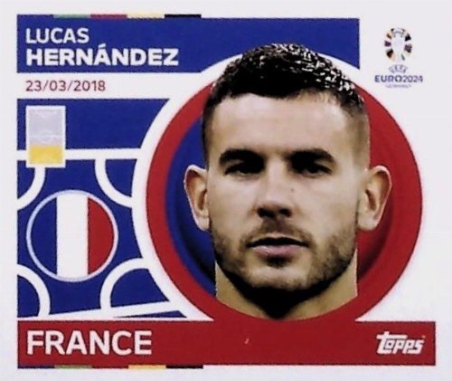 Topps - UEFA Germany Euro 2024 Αυτοκόλλητο - FRA 10.
Lucas Hernández (France)