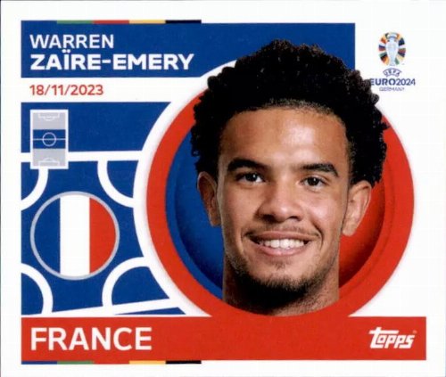 Topps - UEFA Germany Euro 2024 Αυτοκόλλητο - FRA 16.
Warren Zaïre-Emery (France)