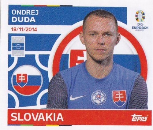 Topps - UEFA Germany Euro 2024 Sticker - SVK 9.
Ondrej Duda (Slovakia)