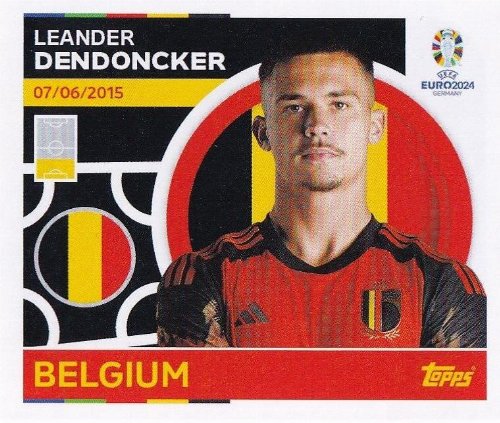 Topps - UEFA Germany Euro 2024 Sticker - BEL 11.
Leander Dendoncker (Belgium)