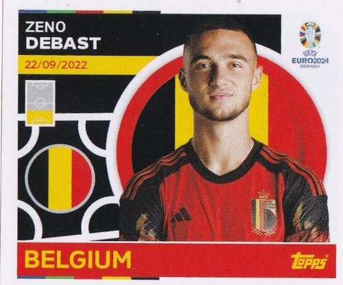 Topps - UEFA Germany Euro 2024 Sticker - BEL 9.
Zeno Debast (Belgium)