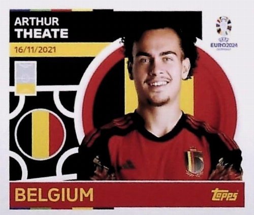 Topps - UEFA Germany Euro 2024 Sticker - BEL 8.
Arthur Theate (Belgium)