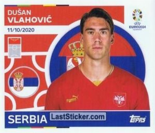 Topps - UEFA Germany Euro 2024 Sticker - SRB 21.
Dušan Vlahović (Serbia)