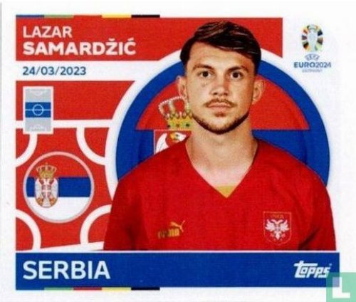 Topps - UEFA Germany Euro 2024 Αυτοκόλλητο - SRB 17.
Lazar Samardžić (Serbia)