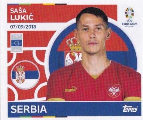 Topps - UEFA Germany Euro 2024 Sticker - SRB 13.
Saša Lukić (Serbia)