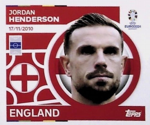 Topps - UEFA Germany Euro 2024 Αυτοκόλλητο - ENG 15.
Jordan Henderson (England)