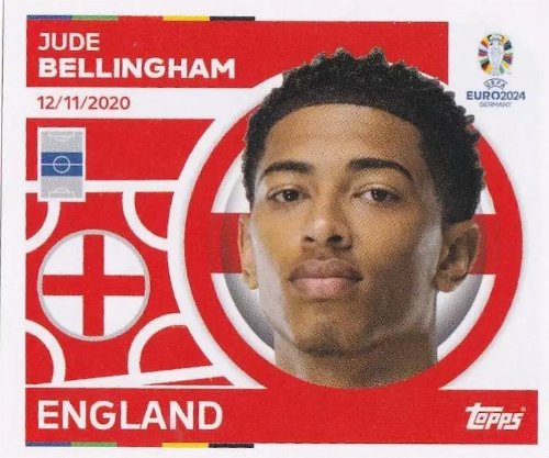 Topps - UEFA Germany Euro 2024 Sticker - ENG 16.
Jude Bellingham (England)