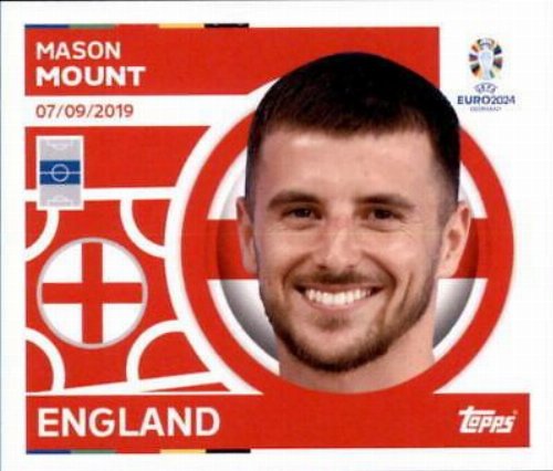 Topps - UEFA Germany Euro 2024 Αυτοκόλλητο - ENG 17.
Mason Mount (England)