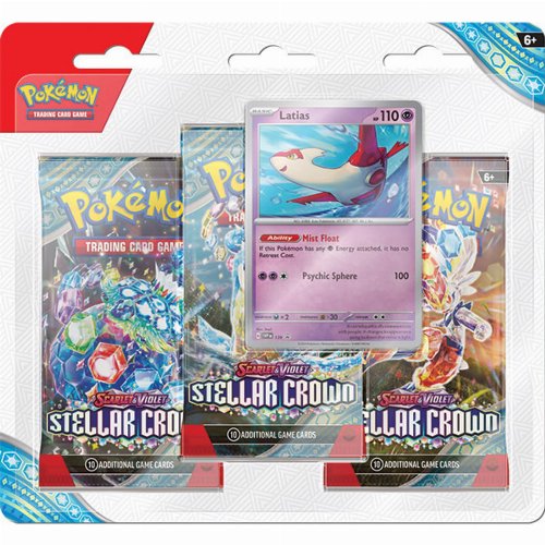 Pokemon TCG Scarlet & Violet Stellar Crown -
Latias 3-Booster Blister