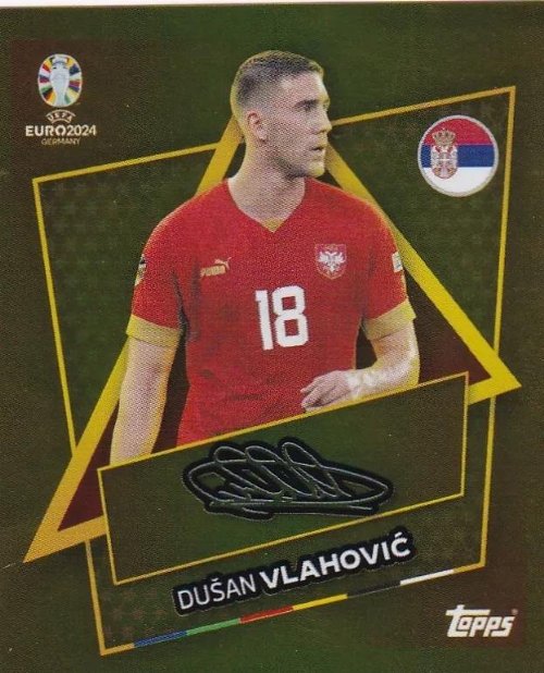 Topps - UEFA Germany Euro 2024 Αυτοκόλλητο - SRB SP.
Dušan Vlahović (Serbia) Gold Foil (Signed)