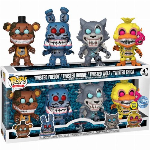 Φιγούρες Funko POP! Five Nights at Freddy's - Twisted
Freddy, Twisted Bonnie, Twisted Wolf, Twisted Chica (GITD) 4-Pack
(Exclusive)