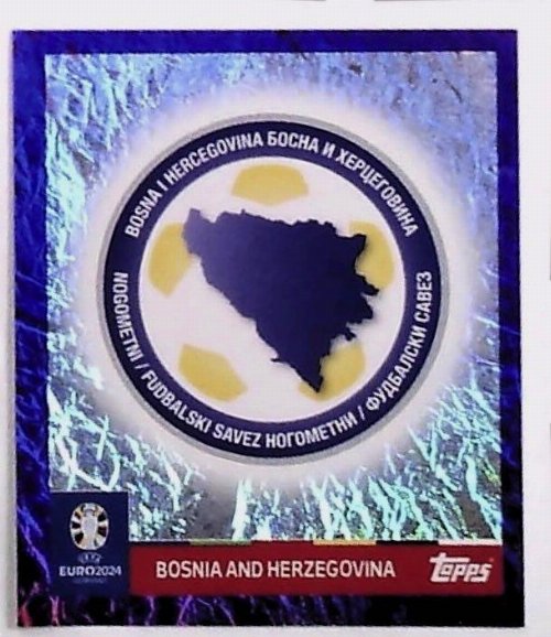 Topps - UEFA Germany Euro 2024 Sticker - BIH 1.
Logo (Bosnia and Herzegovina) - Purple Parallel
Foil