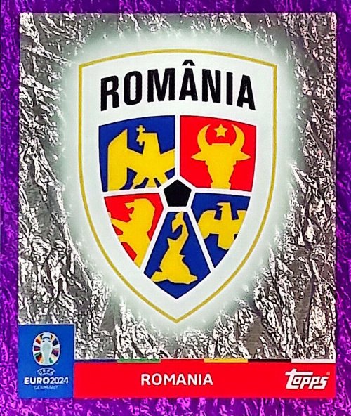 Topps - UEFA Germany Euro 2024 Sticker - ROM 1.
Logo (Romania) - Purple Parallel Foil