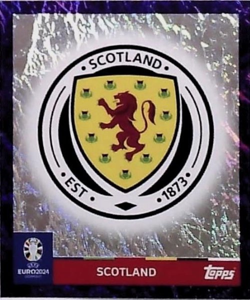 Topps - UEFA Germany Euro 2024 Sticker - SCO 1.
Logo (Scotland) - Purple Parallel Foil