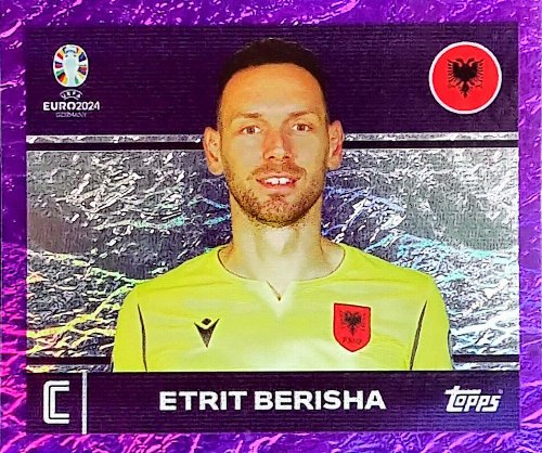 Topps - UEFA Germany Euro 2024 Αυτοκόλλητο - ALB 2.
Etrit Berisha (Albania) - Purple Parallel Foil