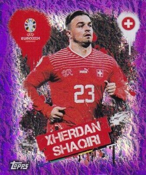 Topps - UEFA Germany Euro 2024 Αυτοκόλλητο - SUI 3.
Xherdan Shaqiri (Switzerland) - Purple Parallel Foil