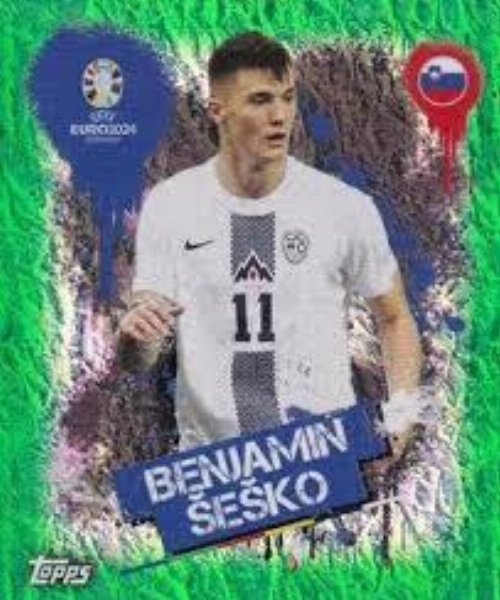 Topps - UEFA Germany Euro 2024 Sticker - SVN 3.
Benjamin Sesko (Slovenia) - Green Parallel Foil