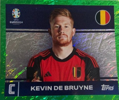 Topps - UEFA Germany Euro 2024 Sticker - BEL 2.
Kevin De Bruyne (Belgium) - Green Parallel Foil