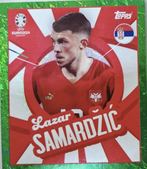 Topps - UEFA Germany Euro 2024 Sticker - SRB
PTW. Lazar Samardzic (Serbia) - Green Parallel
Foil