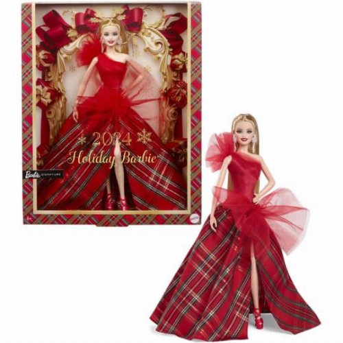 Barbie Συλλεκτική Κούκλα - Holiday Barbie (Blonde with
Plaid Gown) 2024 Signature