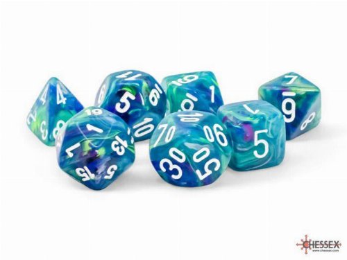 7 Dice Set Festive Mega-Hedral Waterlily with
White